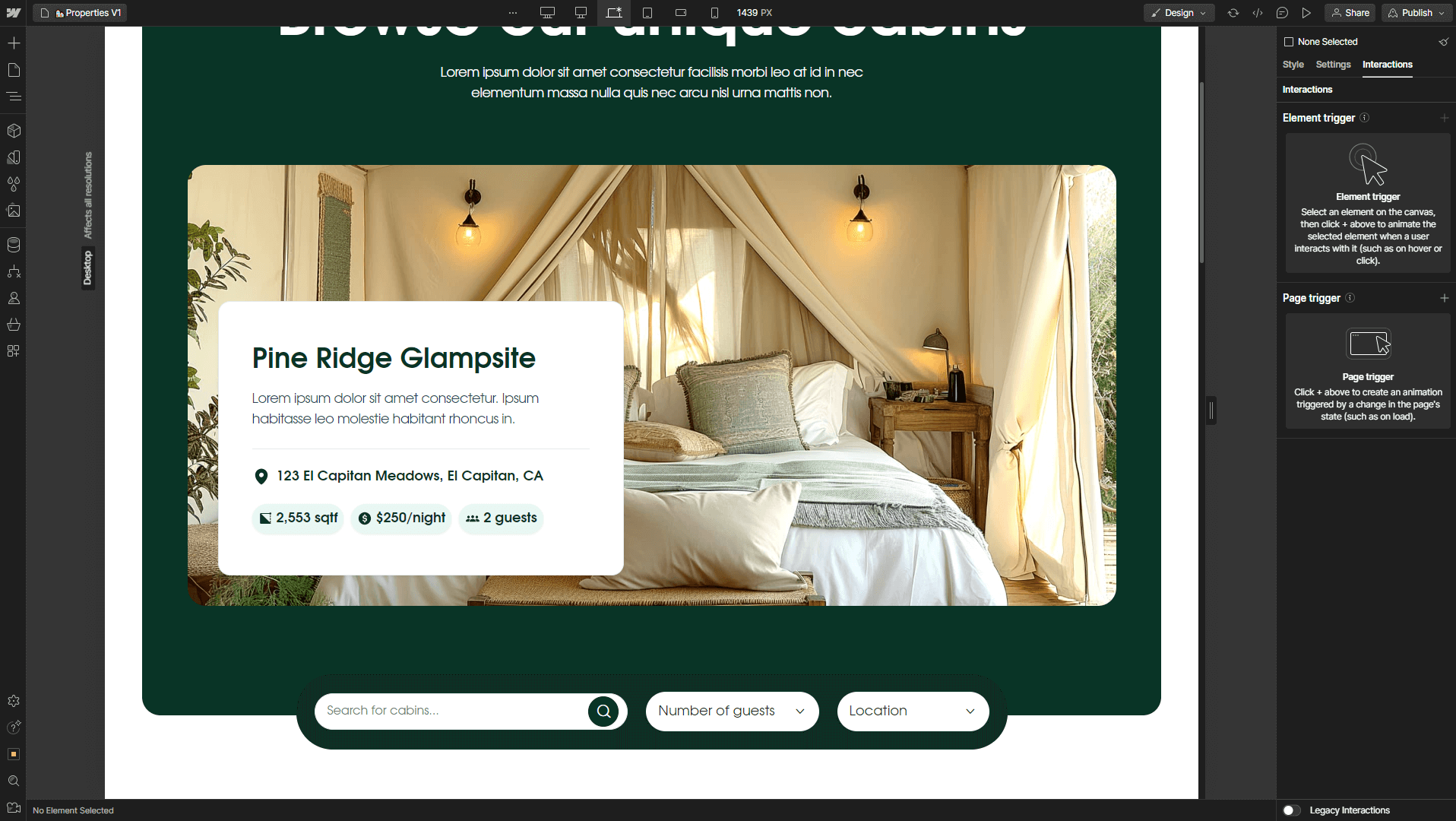 Ecommerce Glamping X Webflow Template