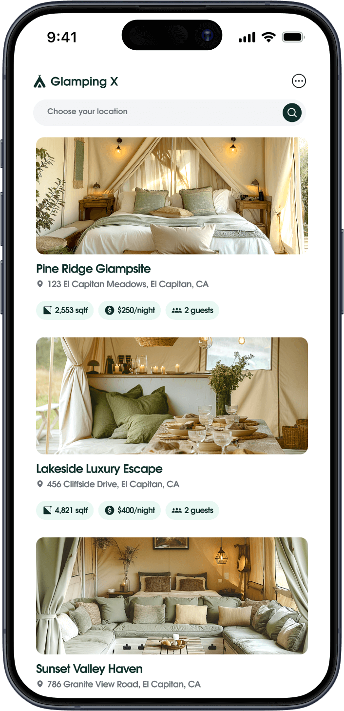 Glamping App Image Glamping X Webflow Template 