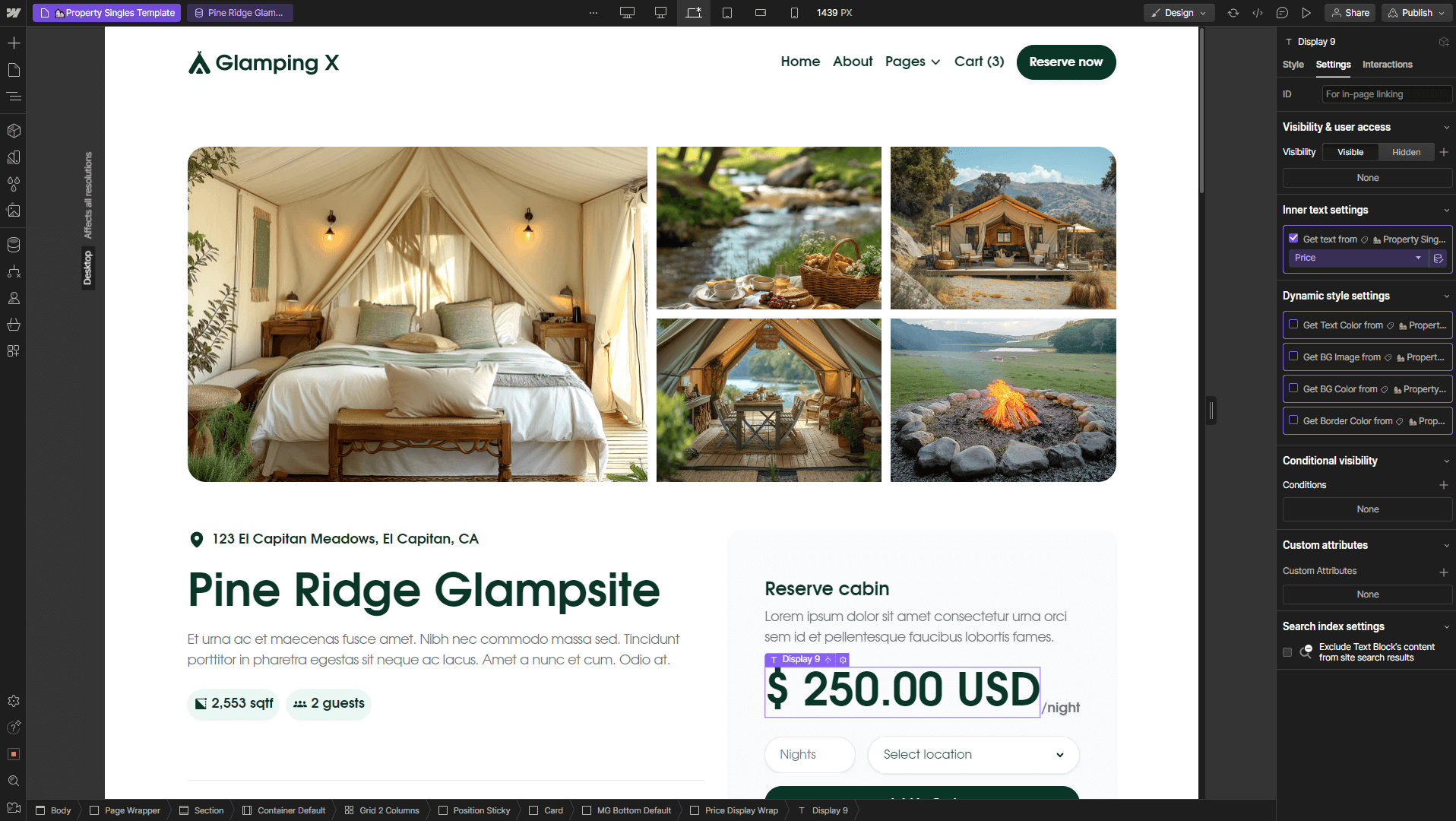 Glamping X - Webflow Template And UI Kit Ecommerce Page