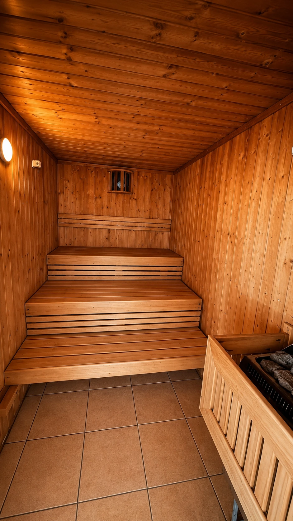 Interno della sauna finlandese